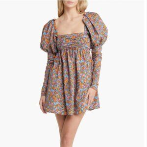 NWT For Love & Lemons Juliet Brittany Floral Babydoll Mini Dress S